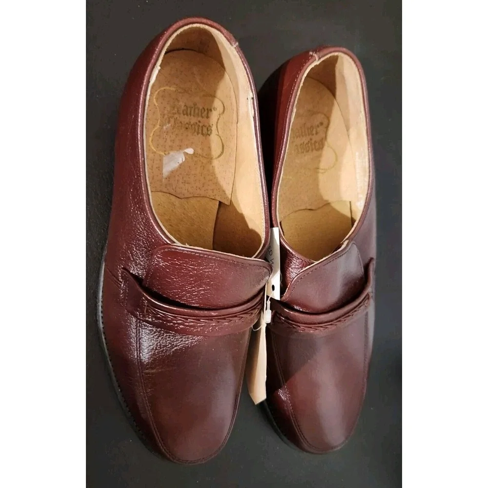 NEW Leather Classics Goodyear Dress Slip On Loafers Red Brown 8.5 3E USA Made